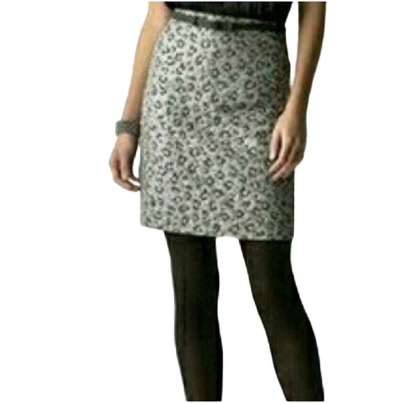 LOFT Silver & Black Leopard Print Skirt Size 6 - Picture 1 of 10